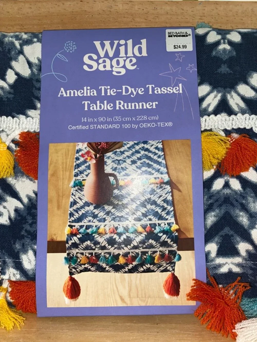Wild Sage Sage Amelia Tie-Dye Tassel Table Runner